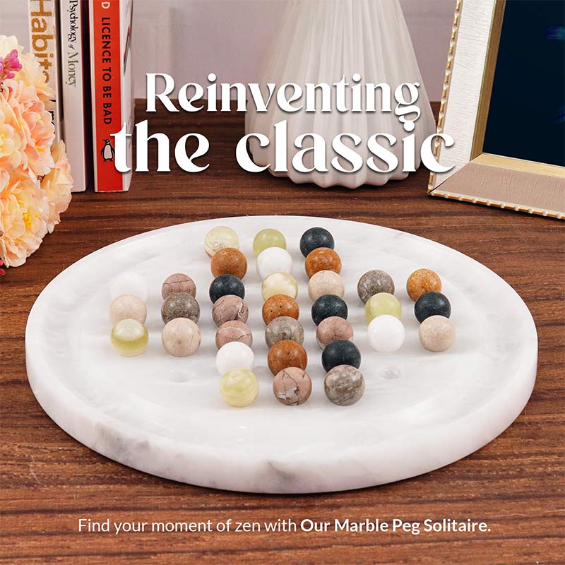 10" Marble Solitaire 2 Player Game - Board Game For Adults