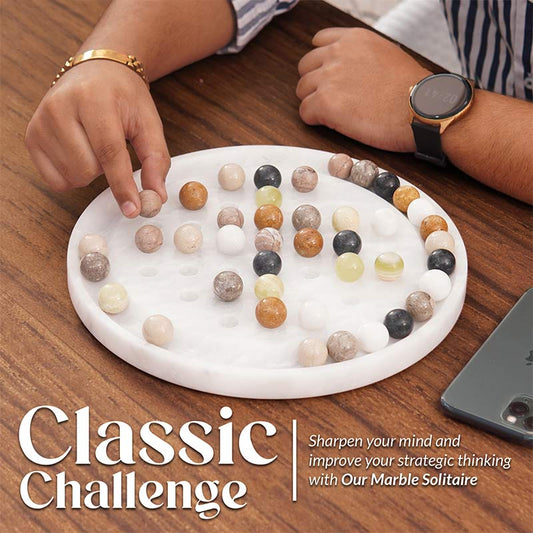 10" Marble Solitaire 2 Player Game - Board Game For Adults