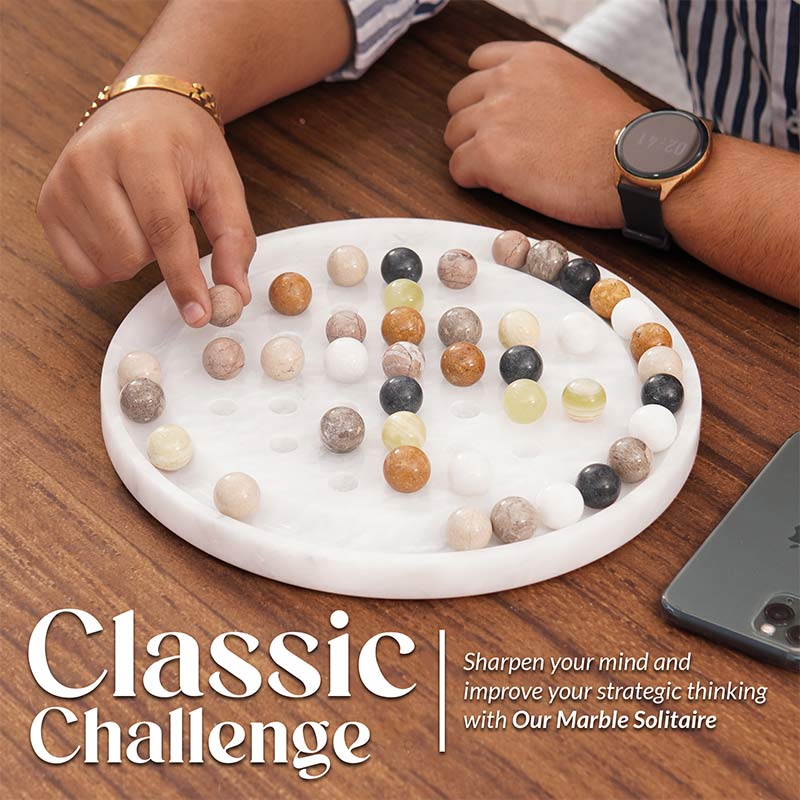 10" Marble Solitaire 2 Player Game - Board Game For Adults