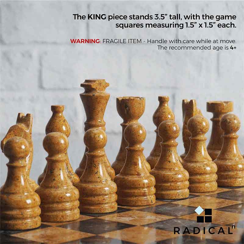 Black and Golden 15 Inches Premium Quality Marble Chess Set-2