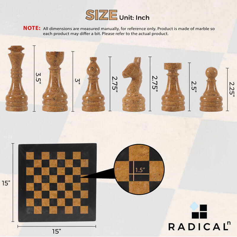 Black and Golden 15 Inches Premium Quality Marble Chess Set-3