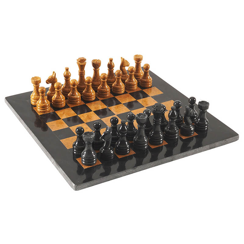 Black and Golden 15 Inches Premium Quality Marble Chess Set-1