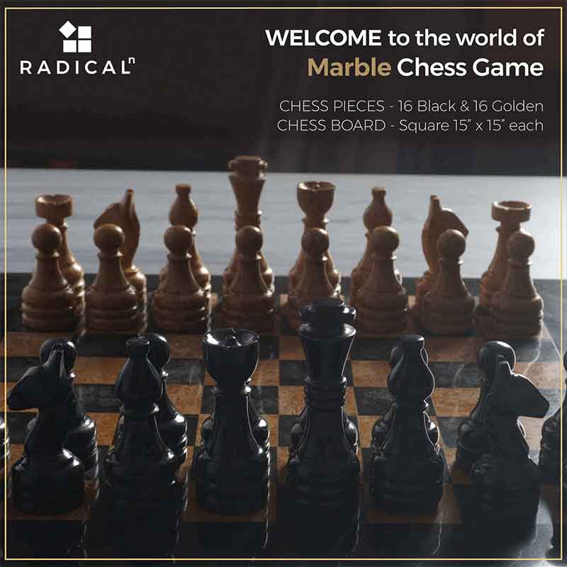 Black and Golden 15 Inches Premium Quality Marble Chess Set-4
