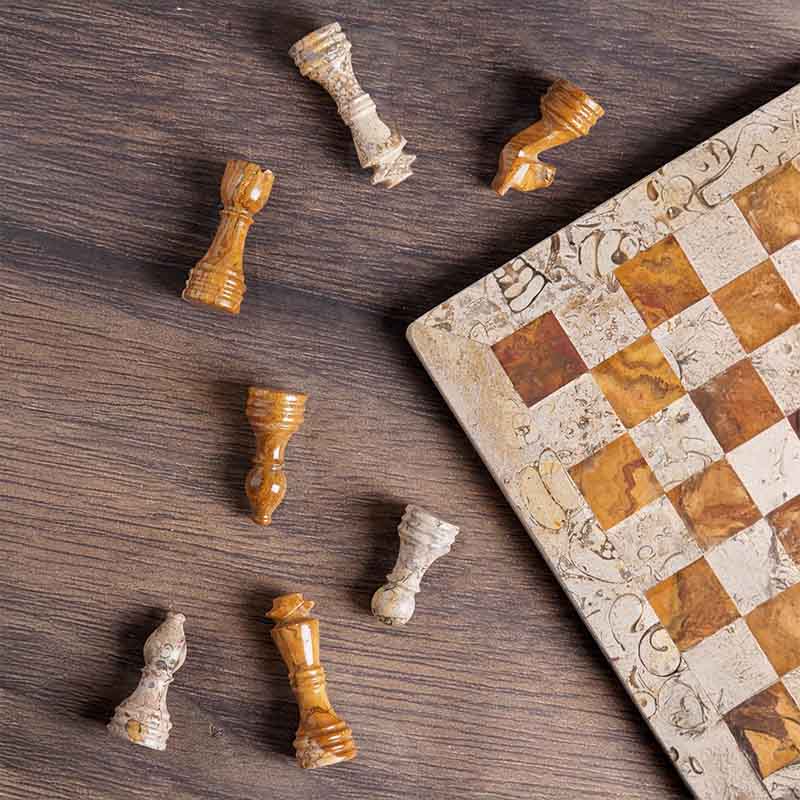Coral and Red 12 Inches Premium Quality Marble Chess Set