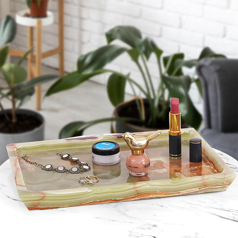 Fancy Natural Marble Rectangular Tray -  Serving Tray-4