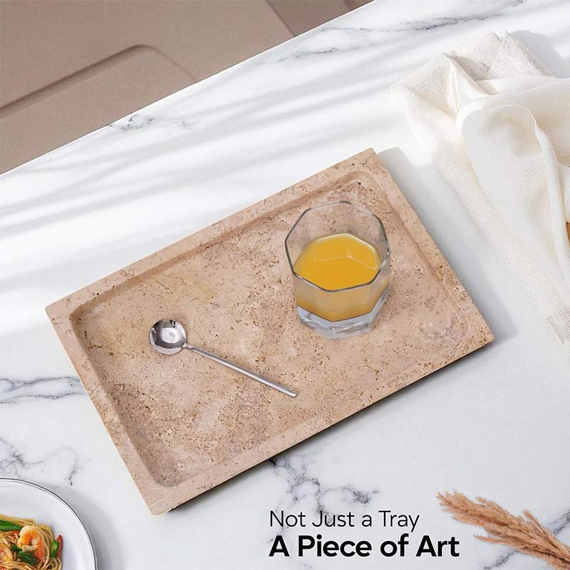 Fancy Natural Marble Rectangular Tray -  Serving Tray-3