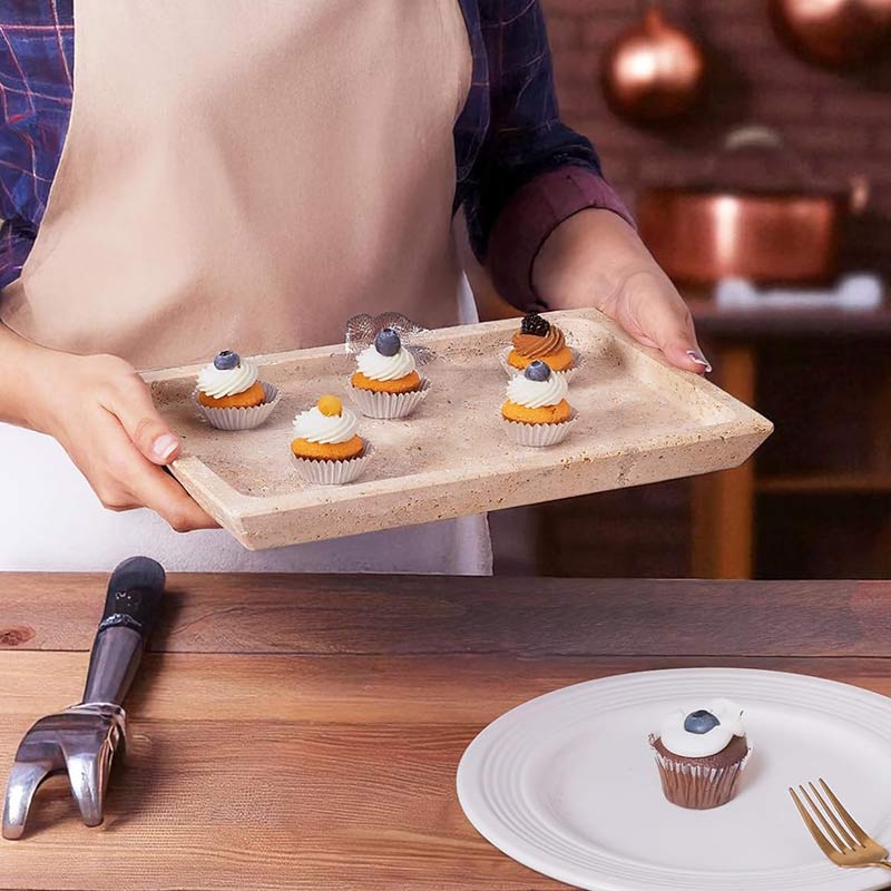 Fancy Natural Marble Rectangular Tray -  Serving Tray-5