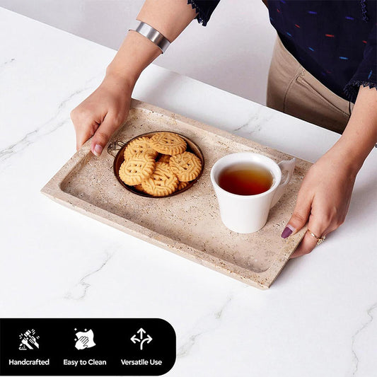 Fancy Natural Marble Rectangular Tray -  Serving Tray-0