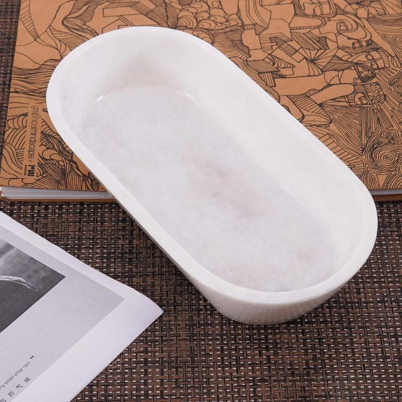 Marble Dough Bowl 10" Candle Holder Bowls For Living Room Décor Ideal Candy & Selenite Bowl-2