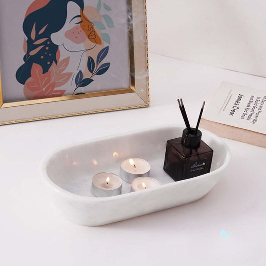 Marble Dough Bowl 10" Candle Holder Bowls For Living Room Décor Ideal Candy & Selenite Bowl-0