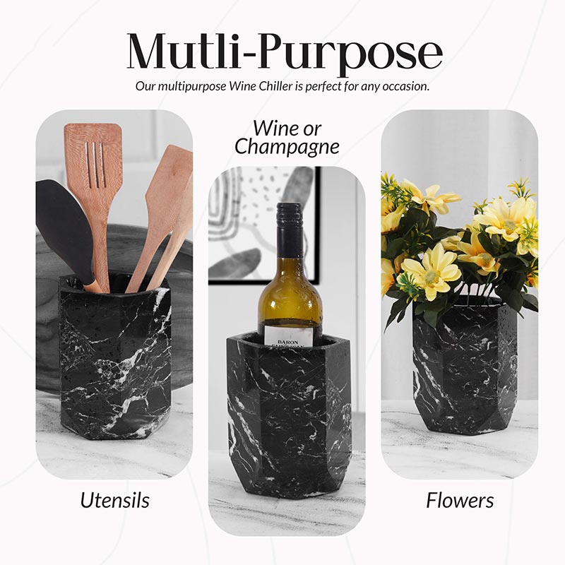 Marble Wine Cooler For Champagne - Wine Bottle Holder & Beverage Cooler-4